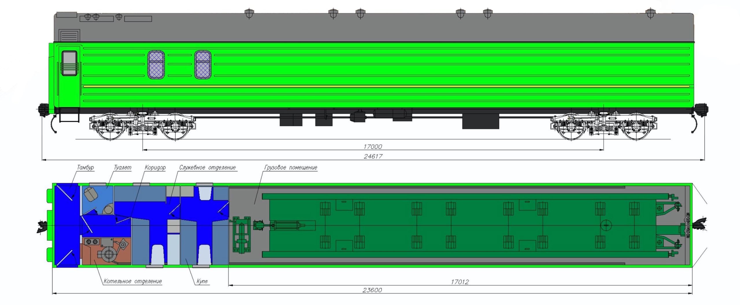 Equipment layout inside a model V-60 (V-60M) railcar