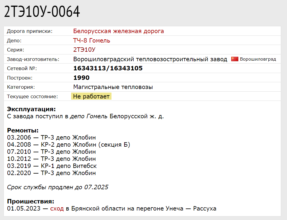 Иллюстрация к статье «Крушение грузового поезда под Брянском с участием беларуской локомотивной бригады», 2 из 2