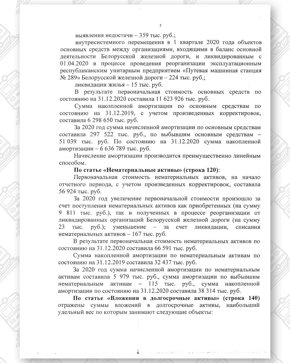Бухгалтерская отчетность БЖД за 2020 год, лист 14