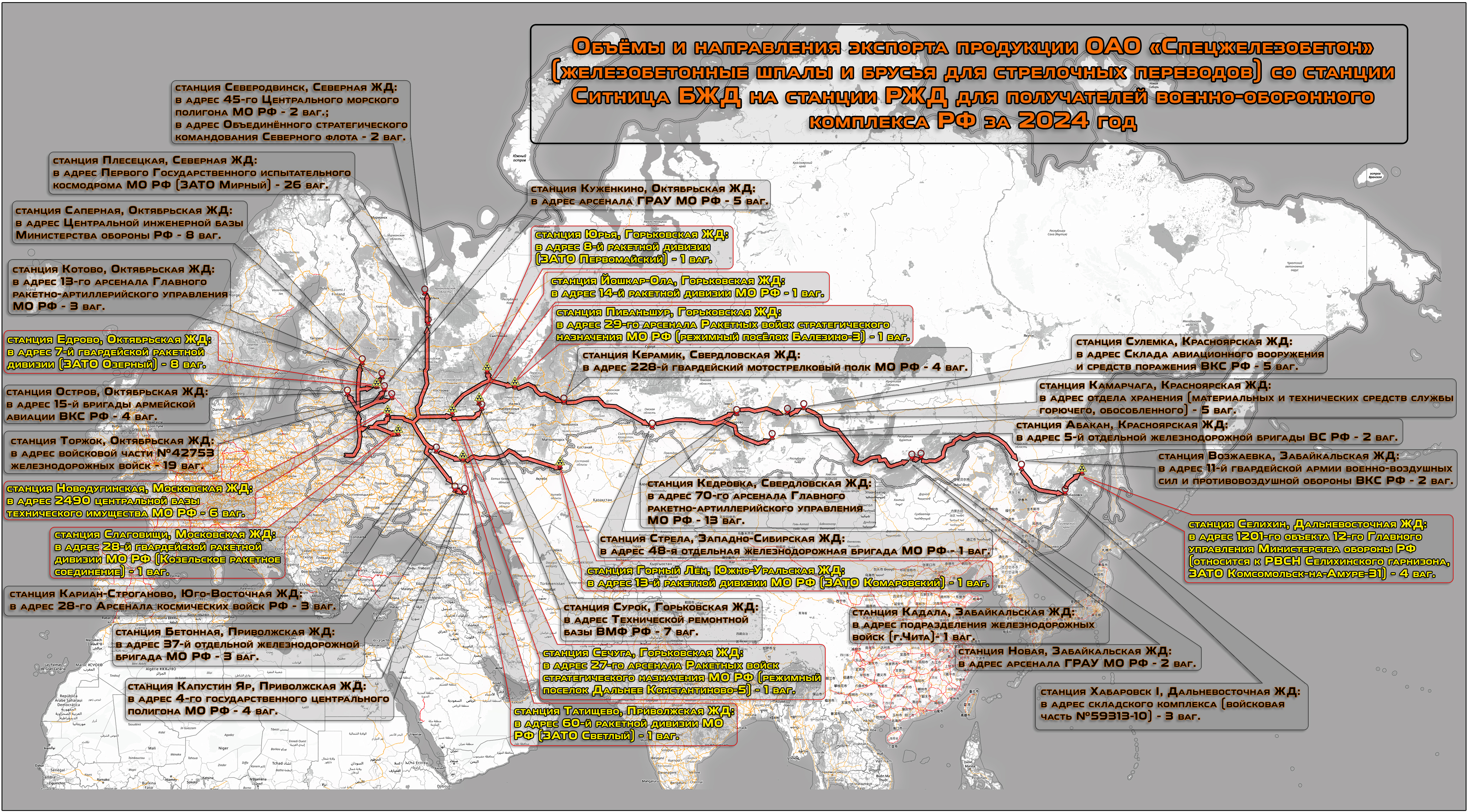 Schematic map of Belarusian export deliveries and volumes of Spetszhelezobeton OJSC products supplied to Russian…, 2 of 2