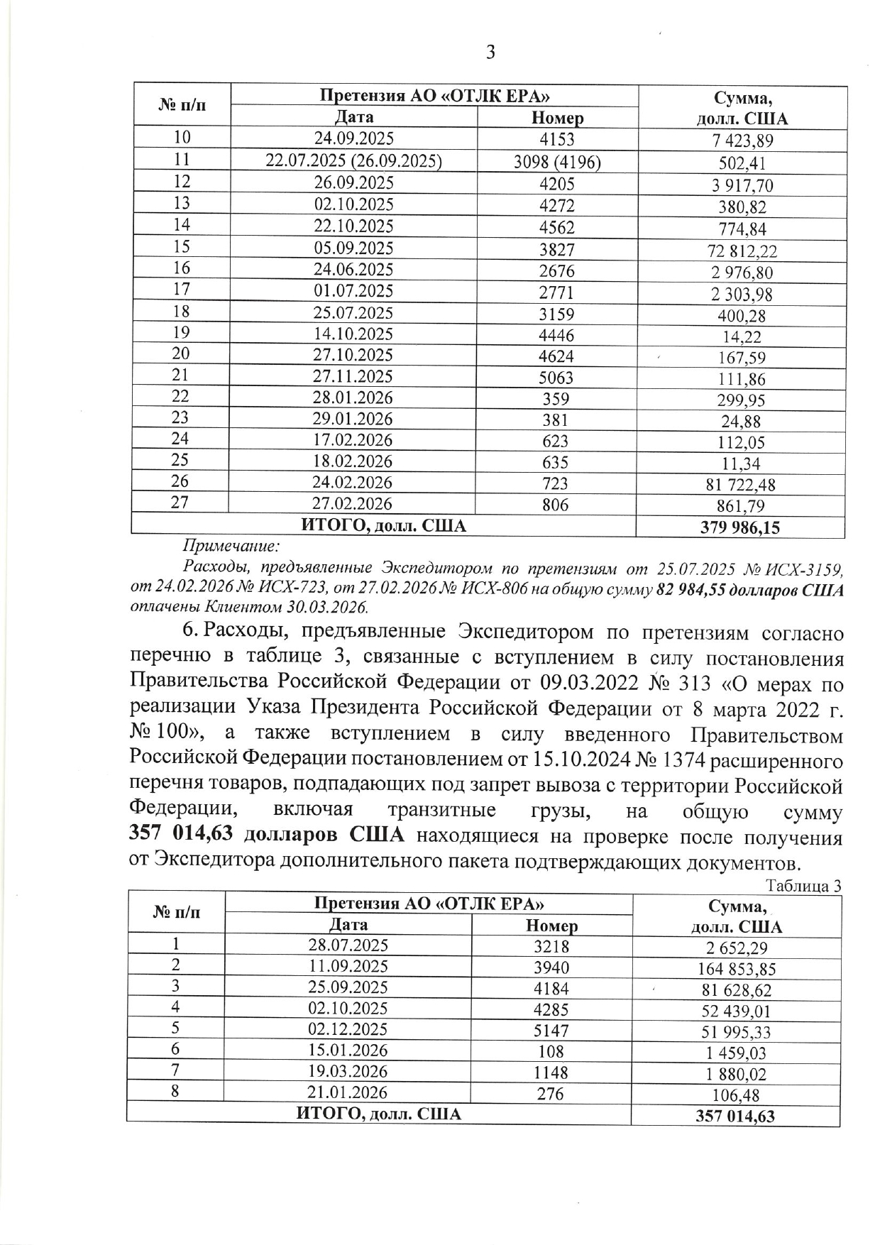 Письмо БТЛЦ №60-08-02-11/1660 от 02.04.2026, адресованное заместителю коммерческого директора АО «ОТЛК ЕРА», по…, лист 3